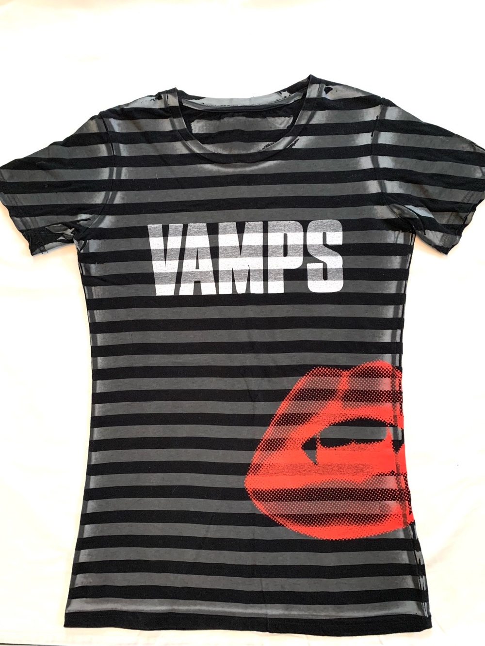 Vintage 2009 VAMPS official gray/black striped T-shirt from the 2009 live tour-S